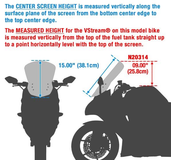 National Cycle VStream+ Sport/Tour Windscreen 2014-2017 Yamaha FZ 07 / MT 07 | N20314
