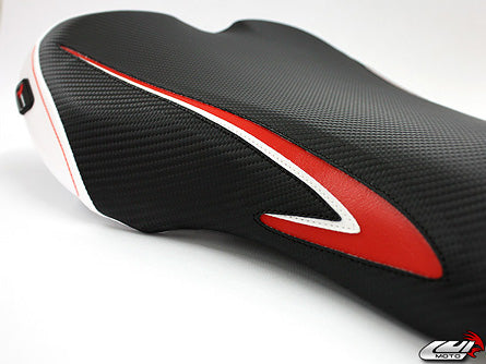 LuiMoto Sport Seat Covers '06-'12 Triumph Daytona 675/R - CF Black/Red/White - Motostarz USA