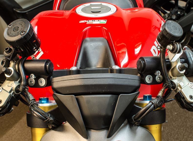 Woodcraft Clip-On Adapter Plate Riser Set w.XL Black Bar '14-'19 Ducati Monster 821