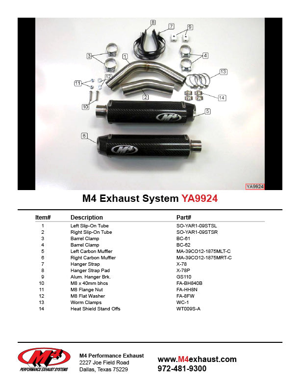 M4 Slip On Exhaust System 2009-2014 Yamaha R1 - Motostarz USA