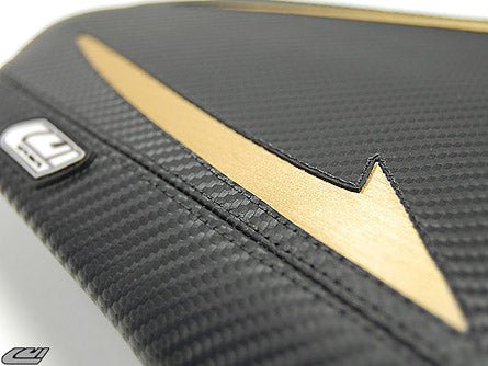 LuiMoto Raven Seat Cover 2007-2008 Yamaha YZF R1 - CF Black/Aluminum Gold