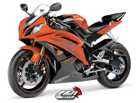 LuiMoto Raven Edition Seat Cover '08-'16 Yamaha YZF R6 - CF Black/Gunmetal/Orange - Motostarz USA