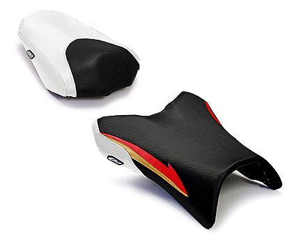 LuiMoto Raven Edition Seat Covers 2006-2013 Yamaha FZ1 - Cf Black/Cf Red/Cf White