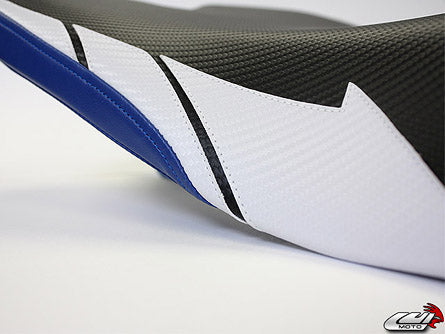 LuiMoto Sport Seat Covers '09-'14 Yamaha YZF R1 - CF Black/CF Pearl/Blue - Motostarz USA