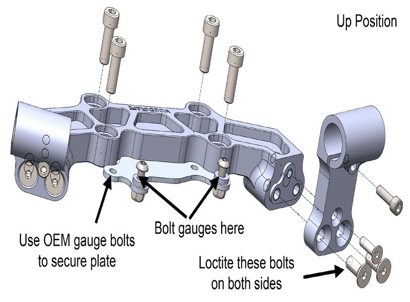 Woodcraft Clip-On Adapter Plate Riser Set w.Standard Black Bar for '14-'16 Yamaha FZ09 / MT09, '16-'18 XSR900