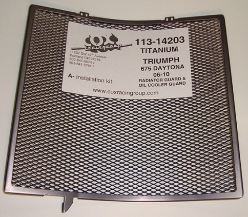 Cox Racing Radiator Guard for 2006-2012 Triumph Daytona 675 / R - Titanium