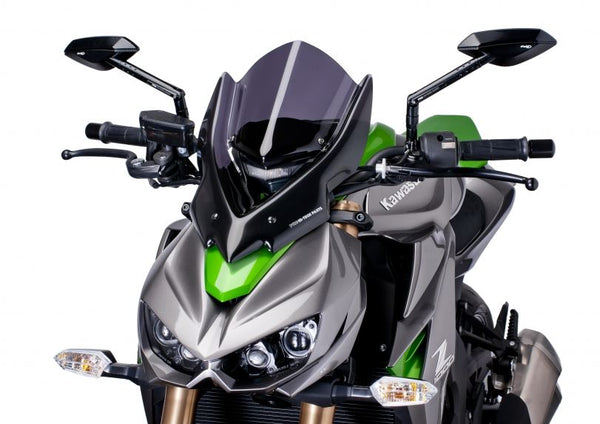 Puig Racing Naked New Generation Touring Windscreens for 2014-2015 Kawasaki Z1000 | Dark Smoke