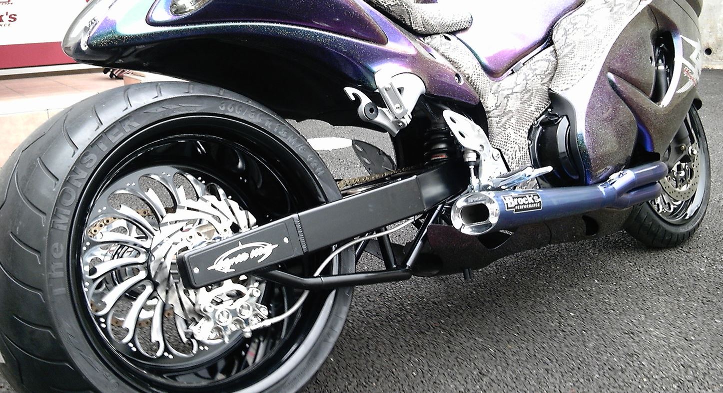 Brocks Performance TiWinder Blue 18" Muffler Full Titanium Exhaust System for 1999-2014 Suzuki Hayabusa