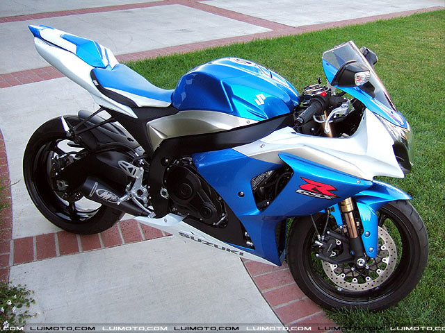 LuiMoto Sport Seat Covers '09-'16 Suzuki GSXR 1000 - Blue/Silver - Motostarz USA