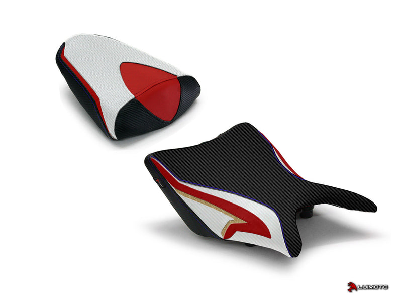 LuiMoto Tribal Blade Seat Cover for 2011-2013 Honda CBR250R - Cf Black/Pearl/Red