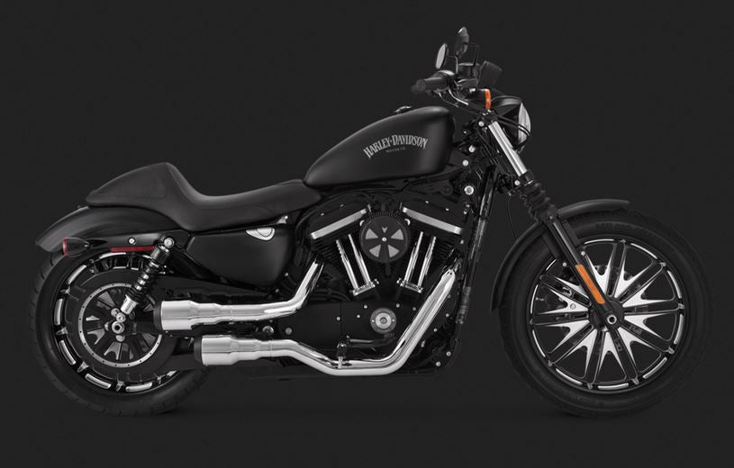 Vance & Hines Hi-Output Grenades 2-into-2 Chrome Full Exhaust Systems 2004-2015 Harley Davidson Sportste - Black Tipr