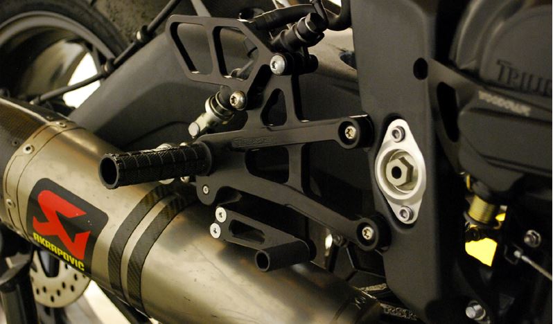 Woodcraft Complete Rearset GP Shift With QuickShifter for '13-'17 Triumph 675