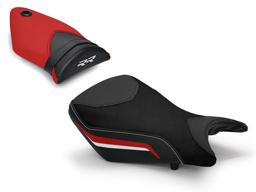 LuiMoto Technik Edition Seat Cover 2012-214 BMW S1000RR - Cf Black/Black/Red