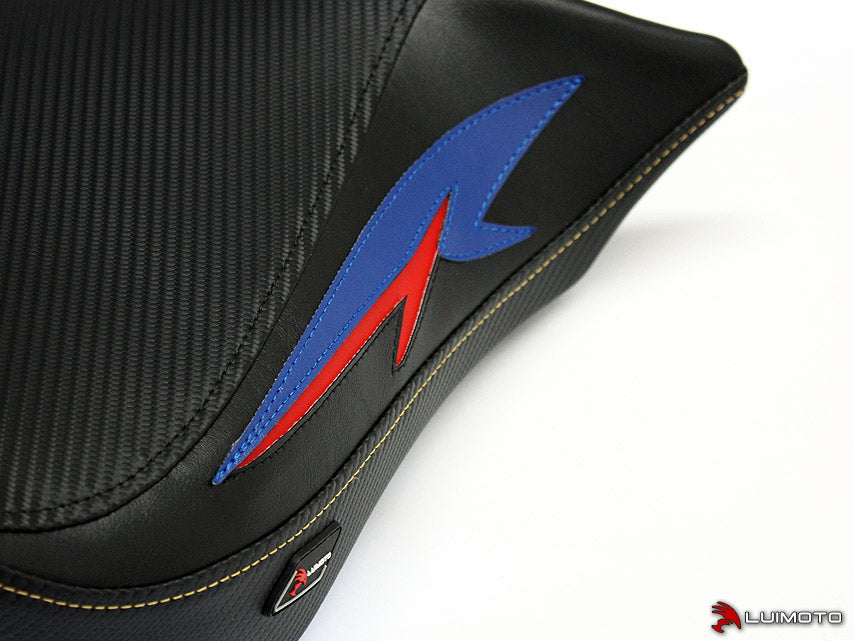 LuiMoto Tribal Flight Seat Covers for 2008-2015 Honda CB1000R - CF Black/Deep Blue/Red