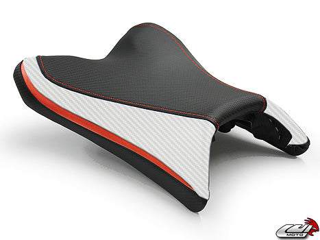LuiMoto Sport Seat Covers '10-'14 Yamaha FZ8/Fazer 8 - CF Black/CF Pearl/Red - Motostarz USA