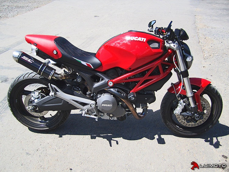 LuiMoto Diamond Edition Seat Cover for Ducati Monster 696/796/1100 - Suede/Cf Black/Silver