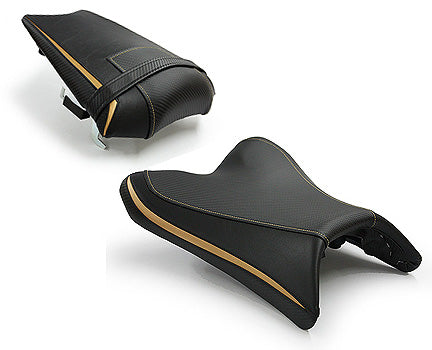 LuiMoto Sport Seat Covers '10-'14 Yamaha FZ8/Fazer 8 - CF Black/Deep Gold - Motostarz USA