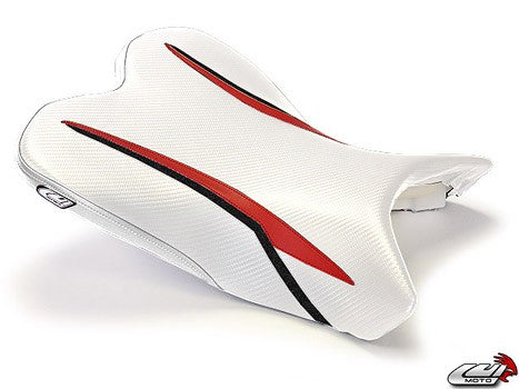 LuiMoto Raven Edition Seat Cover '09-'14 Yamaha YZF R1 - CF White/Red - Motostarz USA