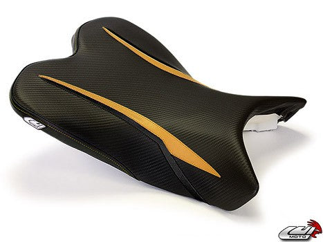 LuiMoto Raven Edition Seat Cover '09-'14 Yamaha YZF R1 - CF Black/Aluminum Gold - Motostarz USA